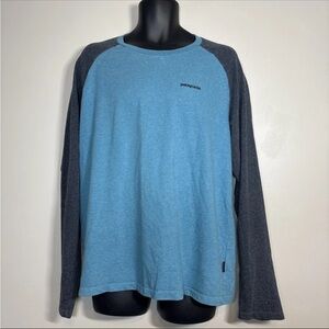 Patagonia Mens size L P-6 Logo Uprisal Crew Shirt ls 
organic cotton bl blue